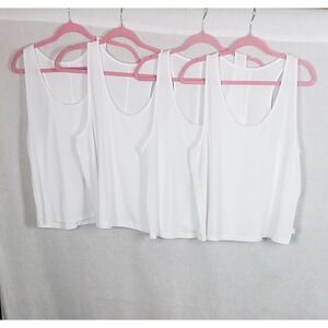 Calme Womens White Racerback Bundle of 4 Tank Tops XL Solid Casual Spring Resort